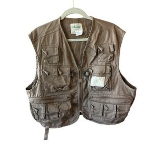 Ausable Fishing Utility Vest Mens XL Tan Khaki Cotton Multi-Pocket outdoors